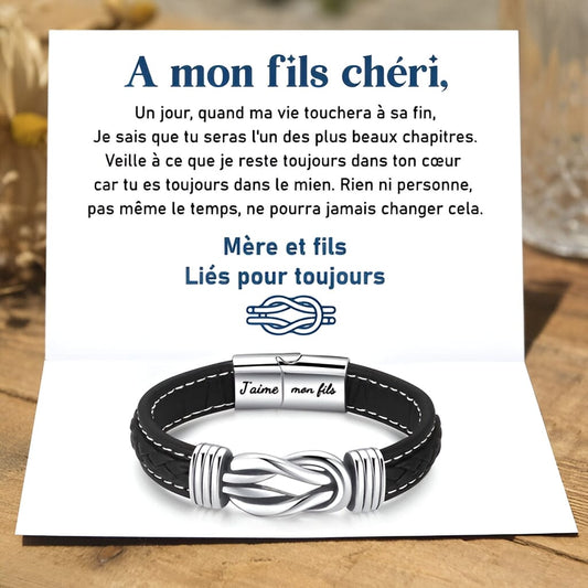 BRACELET CUIR "MÈRE ET FILS À JAMAIS LIÉS