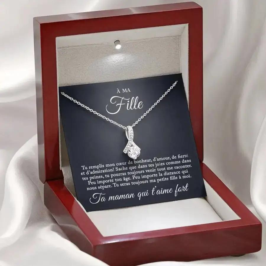 COLLIER "À MA FILLE, TA MAMAN QUI T'AIMES FORT"